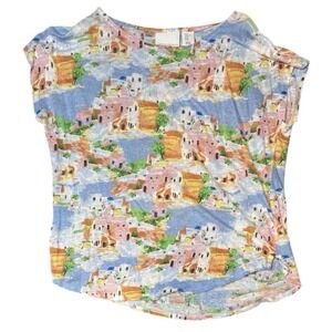 Cynthia Rowley Top Womens Extra Large Linen Resort Vacation Coastal Village Soft